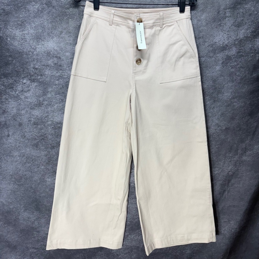 Francescas Blue Rain Belinda Front Button Cullote Pants Womens M Blush Pink